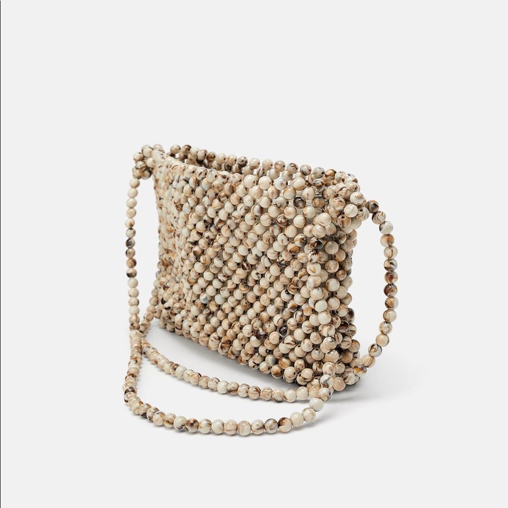 Zara Beaded Natural Crossbody bag